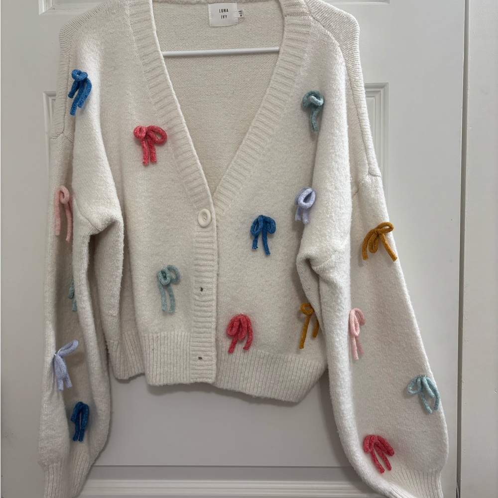 Colorful Bow Embellished Sweater